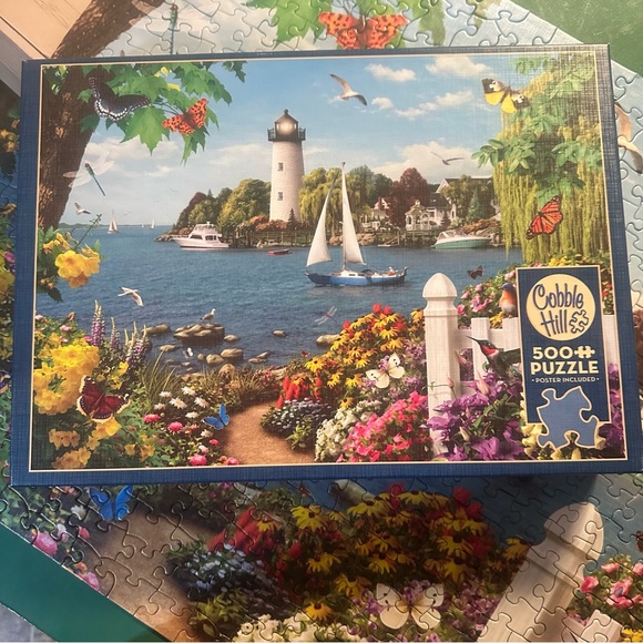500 piece lighthouse butterfly sailboat puzzle - Picture 4 of 10